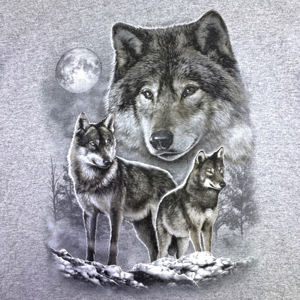 Wolf Moon Graphic T-Shirt Adult Size 2XL Heather Gray Dom It's About The Art
